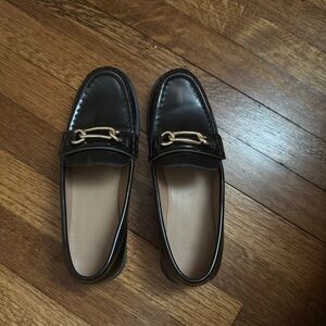 Black Loafers with Gold Buckle